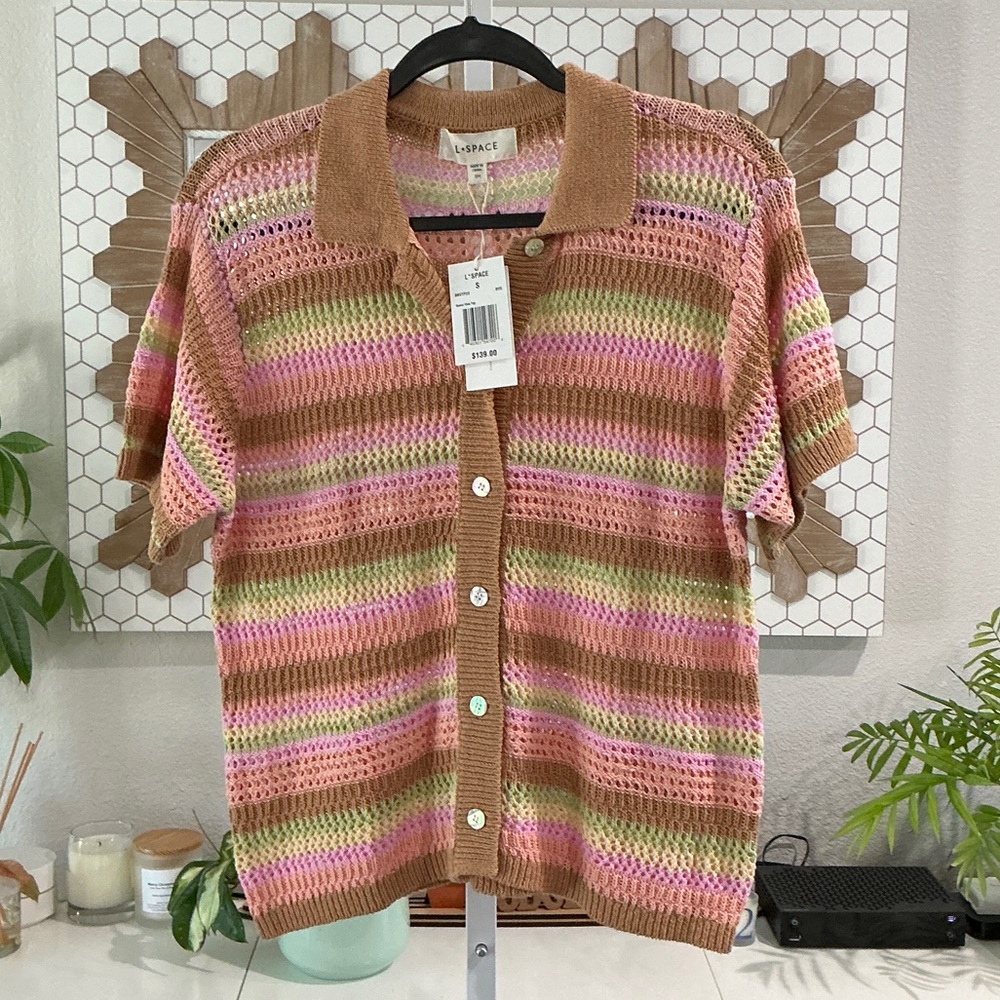 NWT - L*Space Multicolor Striped Buena Vista Button Down Shirt, size S